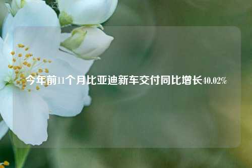 今年前11个月比亚迪新车交付同比增长40.02%-第1张图片-合肥慧帆商贸有限公司