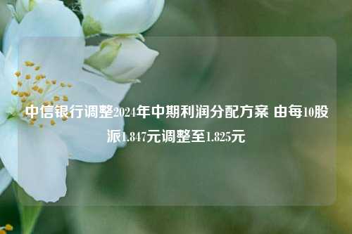 中信银行调整2024年中期利润分配方案 由每10股派1.847元调整至1.825元-第1张图片-合肥慧帆商贸有限公司