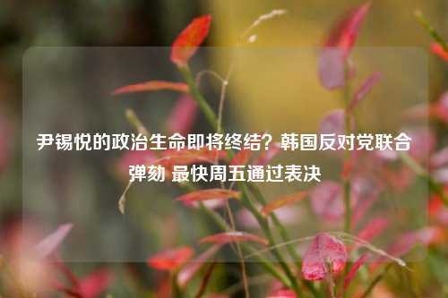 尹锡悦的政治生命即将终结？韩国反对党联合弹劾 最快周五通过表决-第1张图片-合肥慧帆商贸有限公司