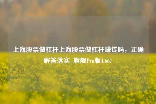 上海股票做杠杆上海股票做杠杆赚钱吗，正确解答落实_旗舰Pro版4.667-第1张图片-合肥慧帆商贸有限公司