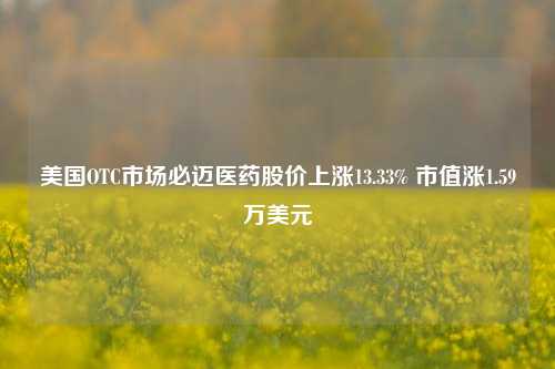 美国OTC市场必迈医药股价上涨13.33% 市值涨1.59万美元-第1张图片-合肥慧帆商贸有限公司