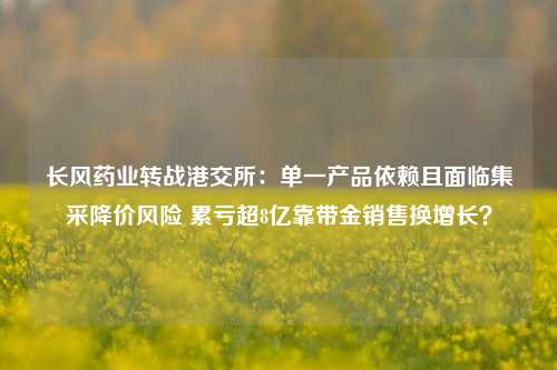 长风药业转战港交所：单一产品依赖且面临集采降价风险 累亏超8亿靠带金销售换增长？-第1张图片-合肥慧帆商贸有限公司