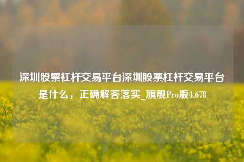 深圳股票杠杆交易平台深圳股票杠杆交易平台是什么，正确解答落实_旗舰Pro版4.678-第1张图片-合肥慧帆商贸有限公司