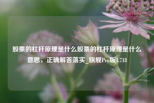 股票的杠杆原理是什么股票的杠杆原理是什么意思，正确解答落实_旗舰Pro版4.718-第1张图片-合肥慧帆商贸有限公司