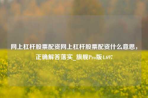 网上杠杆股票配资网上杠杆股票配资什么意思，正确解答落实_旗舰Pro版4.697-第1张图片-合肥慧帆商贸有限公司