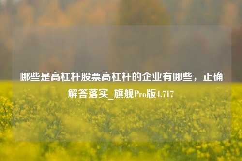 哪些是高杠杆股票高杠杆的企业有哪些，正确解答落实_旗舰Pro版4.717-第1张图片-合肥慧帆商贸有限公司