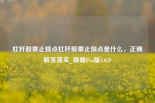 杠杆股票止损点杠杆股票止损点是什么，正确解答落实_旗舰Pro版4.659-第1张图片-合肥慧帆商贸有限公司